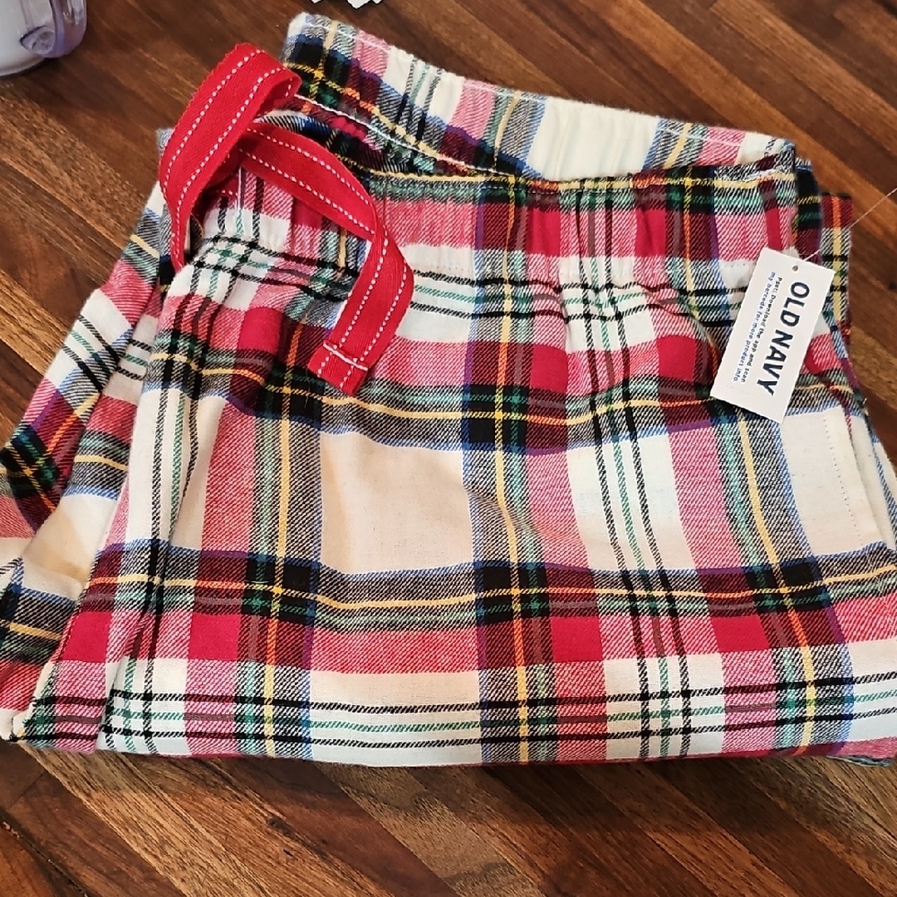 NWT Old Navy Red Green White Plaid Lounge Pants Large Women
